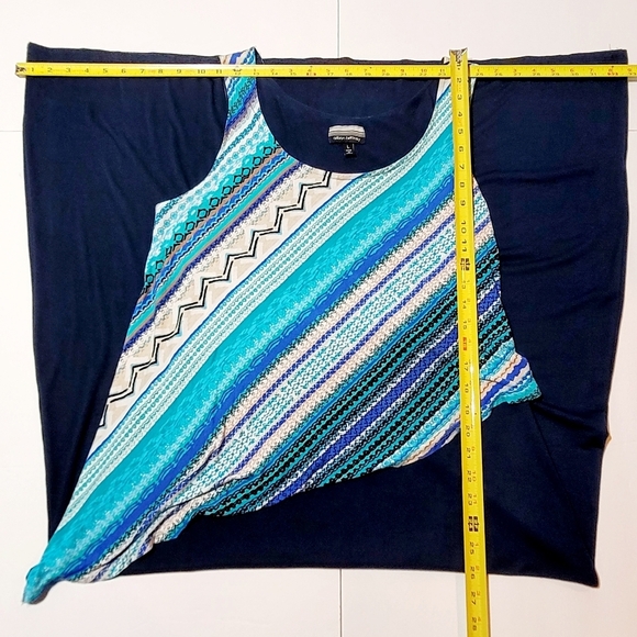 Allison Brittney Navy Blue with Diagonal Overlay Maxi Dress (L) - Picture 8 of 8